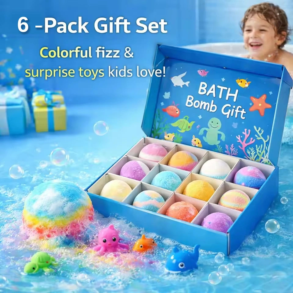 Kids Organic Bath Bombs Set with Surprise Toy Inside