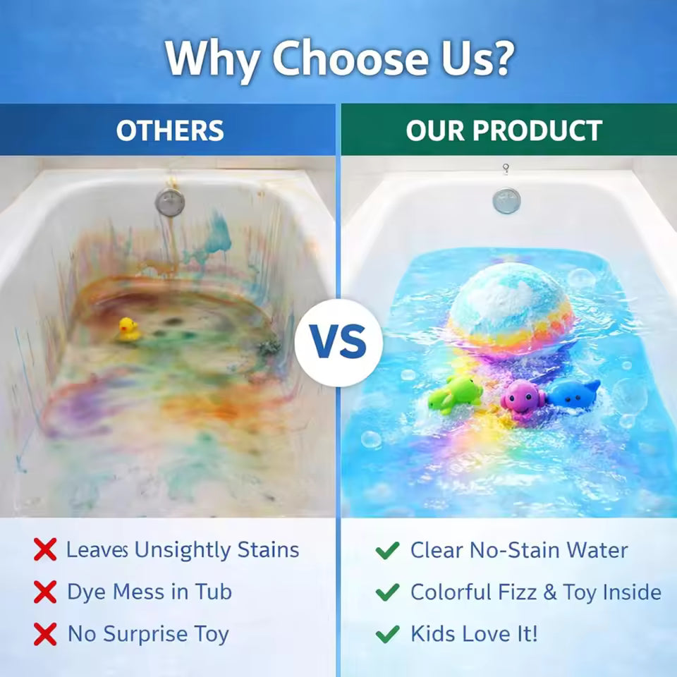 Kids Organic Bath Bombs Set with Surprise Toy Inside